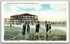 Postcard Bathers and End of Pier, Old Orchard Beach, Maine P159 picture