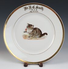 1908 Limoges Porcelain Plate Harold Smith Lykens PA IOOF Fraternal Haviland Cat picture