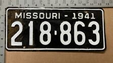 1941 Missouri license plate 218 863 YOM DMV PATINA + clearcoat 15856 picture