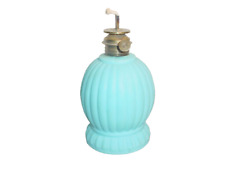 Antique Blue Satin Glass Ribbed Melon Mini Oil Lamp Rare FEB'Y 1877 PAT. Burner picture