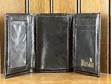 Vintage NOS Mens Black Winston Cigarettes Leather Tri Fold Wallet Promo Gift picture