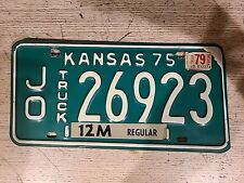 KANSAS LICENSE PLATE 1975 TRUCK white on green Johnson County old vintage  picture