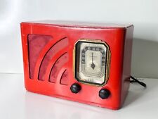 Philco Tube Radio Red Wooden Model 38-12 Radio Tested & Working 8x11