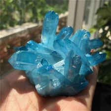 80-100g Blue Aura Crystal Electroplate Titanium Quartz Cluster VUG Specimen Gem picture
