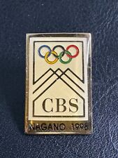 Official CBS Logo 1998 Nagano Olympics Pinback Pin for Tie Lapel Hat picture