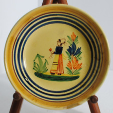 Quimper French Antique  Signed by Artist Bowl Woman Holding a FFlower picture