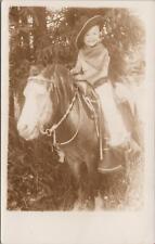 RPPC Postcard Little Boy Cowboy Costume  Riding Horse  picture