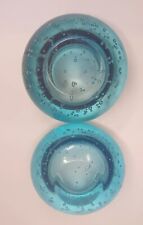 Aqua Art Glass Suspended Bubble Tealight Votive Candle Holders Lot of 2 picture