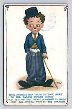 1917 Artist Signed AE Avery? Boy Charlie Chaplain Comic Art Postcard picture