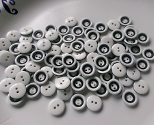 Lot of  100 WHITE BLACK CENTER 9/16th inch  2 HOLE buttons picture