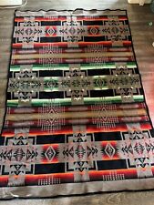 Pendleton Wool Blanket Beaver State Chief Joseph 80 x 60 Gray Black Green Aztec picture