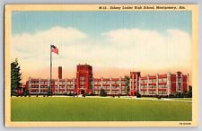 Postcard Sidney Lanier High School Montgomery Alabama, Vintage Linen picture