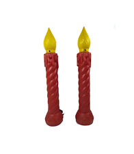 Vtg Pair 70s Christmas Candlestick Lighted Blow Molds USA Outdoor Molds Lights picture