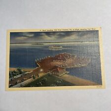 Hampton VA Old Point Comfort Boat Landing at Night Vintage Linen Postcard picture