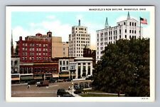 Mansfield OH-Ohio, Mansfield's New Skyline, Antique Vintage Souvenir Postcard picture
