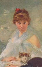 Study of Young Lady with Cat French Artist Charles Chaplin hanging Louvre pm1910 picture