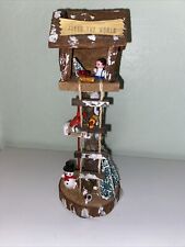 Vintage Wood Wooden Christmas Tree House Joy To The World Decor picture