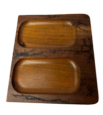 Teak Wood Double Compartment Serving Dish Tray 6