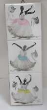 3 Hand Painted Tiles of Dancers ..  M. Bahia picture