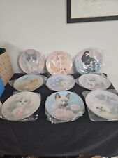The Hamilton Collection  Cat Petals and Purrs Plate 1988 Set Of 9 picture