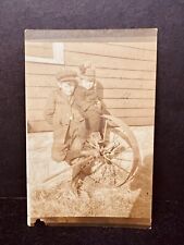 Antique 1915 Post Card 2 Kids On Steel Wheel picture