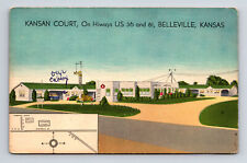 c1952 Kansan Court Motel US 36 & 81 Belleville Kansas KS Postcard picture