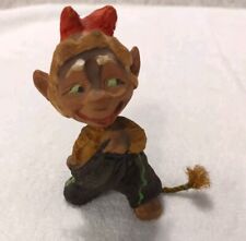 RARE Vintage Henning Hand Carved Troll Losing His Pants Fantasy Fairy picture