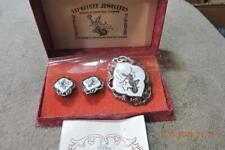 Old sterling White Enamel SIAM Thailand Brooch Earring Yap Kui Kee Jewelers Box picture