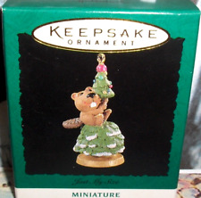 Just My Size`1994`Miniature-Beaver Cuts His Christmas Tree,Hallmark Ornament-NOS picture