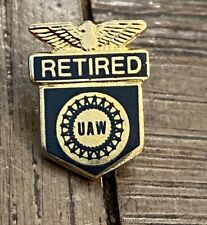 Vintage Retired UAW Pin Gold Tone & Navy Blue MJBx2 picture