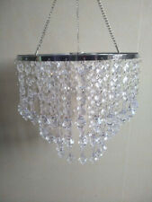 1Pcs Round Hanger 10'' Frame Centerpiece Acrylic Beaded Chandelier Wedding Party picture