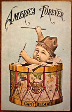 Postcard America Forever Baby in Broken Drum Holding Drum Sticks Can't Be Beat picture