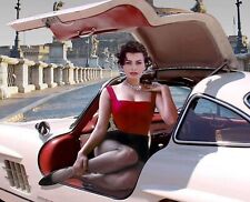 1955 Actress SOPHIA LOREN in MERCEDES 500SL Gull Wing Poster Photo Print 13x19 picture