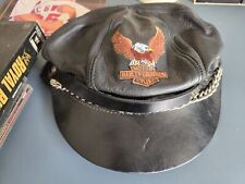 Vintage Harley Davidson Leather Biker Cap Hat USA Motorcycle Eagle Captain Chain picture
