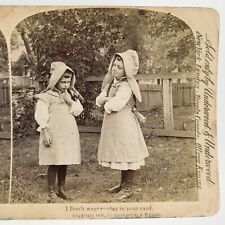Children At Play Arguing Stereoview c1896 Strohmeyer Wyman Little Girls H1139 picture
