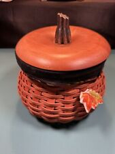 HAND CRAFTED WOVEN BASKET - Longaberger - Gourd Basket, Harvest Rust - Wood Top picture