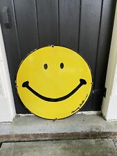 Bright Smiley Happy face Porcelain  Hippie sign large 30 inch 1963 picture