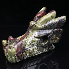2“ Natural Dragon Blood Stone dragon Hand Carved Crystal Skull Reiki Healing 1pc picture
