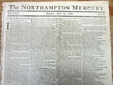 Original 1780-1783 American Revolutionary War newspaper from NORTHAMPTON England picture