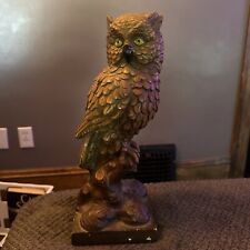 Vintage 1970s Jaru Pottery Owl Sculpture Chalkware Statue  California 14