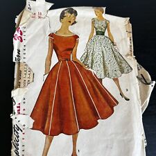 Vintage 1950s Simplicity 4674 Boat Neck Dress Cummerbund Sewing Pattern 18 CUT picture