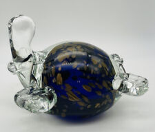 Paperweight Turtle, By Gorgeous Designs China, Lg. Art Glass Turtle Cobalt Blue picture