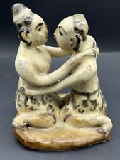 South East Asian Antiques Rare Old Glazed Ceramic Sukhothai Lesbian Stutue Dolls picture