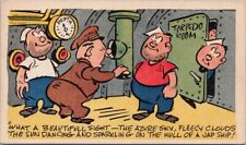 Vintage 1943 WWII Comic Military Postcard Navy Submarine / Captain Periscope picture