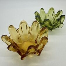 Vtg Mid Century Finger Glass Bowls Stacking Ashtrays Avacado Green Orange MCM picture