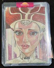 🔥🔥🔥2023 Topps Finest Queen Padme Amidala Sketch By Marcia Dye #1/1 🔥🔥🔥 picture