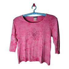 Vintage Walt Disney World Made In USA Womens XL Pink Tie Dye 3/4 Sleeve Shirt picture