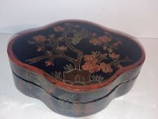 Vintage Chinese Black Lacquer Trinket Box picture