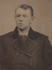 Vintage Antique Tintype Photo Scruffy Face Young Man in Fine Clothes Portrait picture