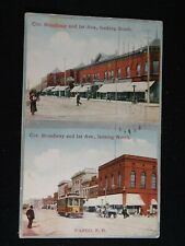 1916 Antique Postcard Cor. Broadway and 1st Ave Fargo NC Street Car Rare B7216 picture